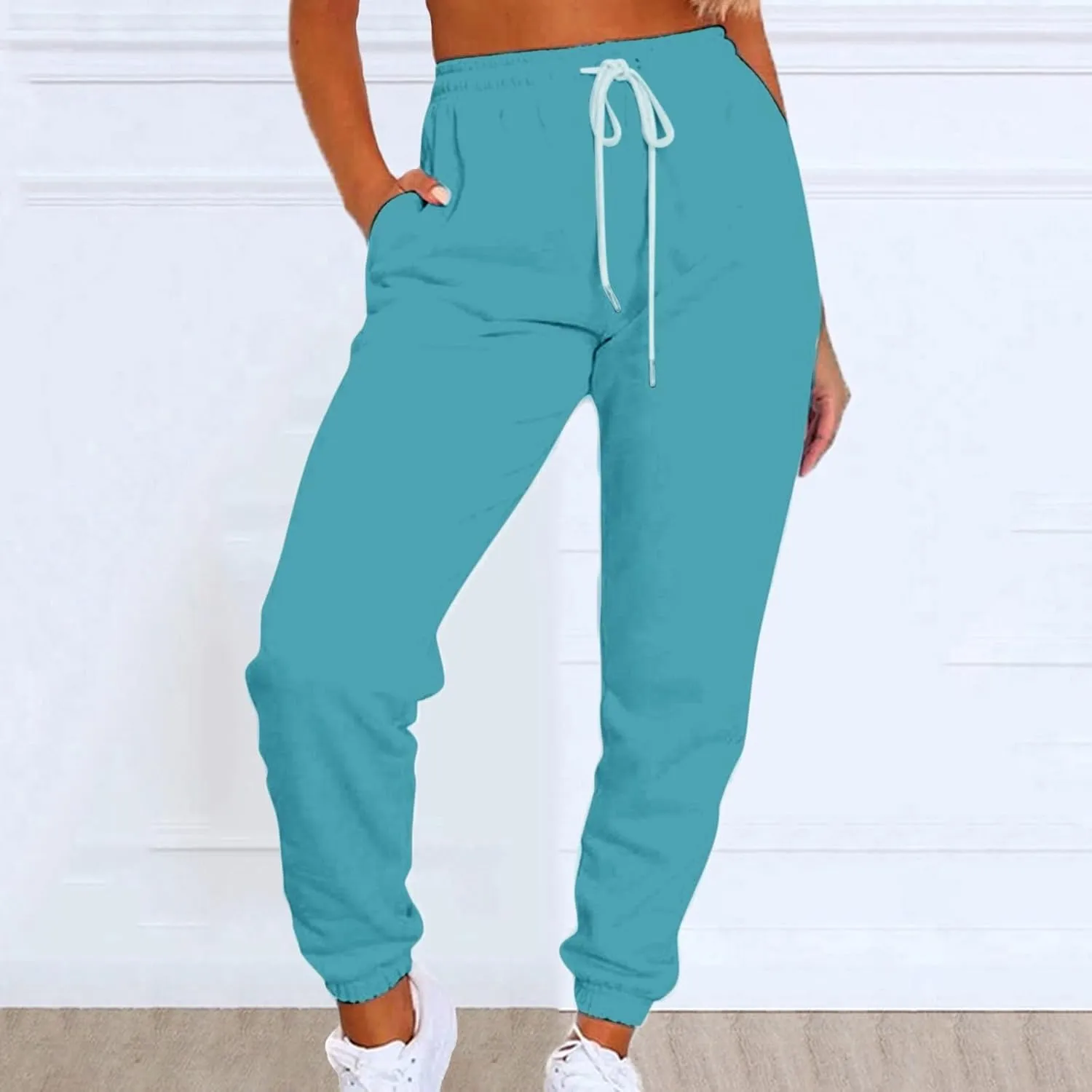 Sweatpants for Women Joggers Baggy Waist Casual Loose Foot Fleece Sweatpants Womens Bottom Sweatpants Pockets
