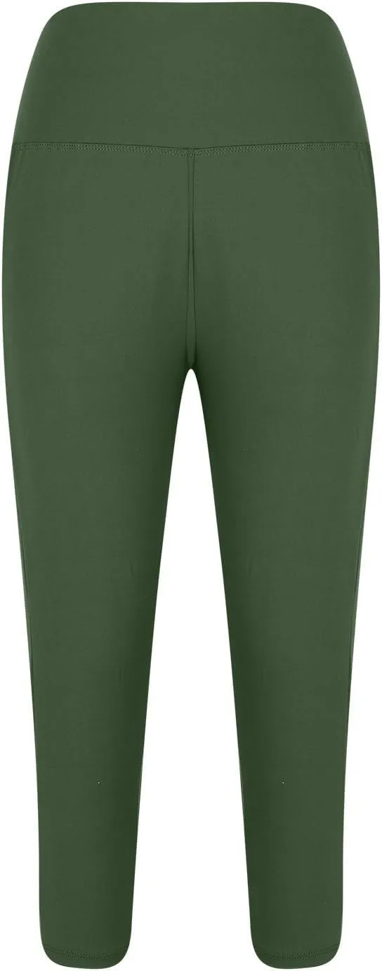 TANGNADE Women Yoga Capri Pants Plus Size Leggings Stretchy High Waist Workout Trouser Workout Pants with Pockets