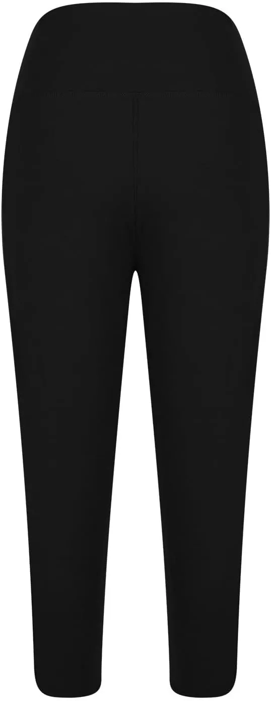 TANGNADE Women Yoga Capri Pants Plus Size Leggings Stretchy High Waist Workout Trouser Workout Pants with Pockets