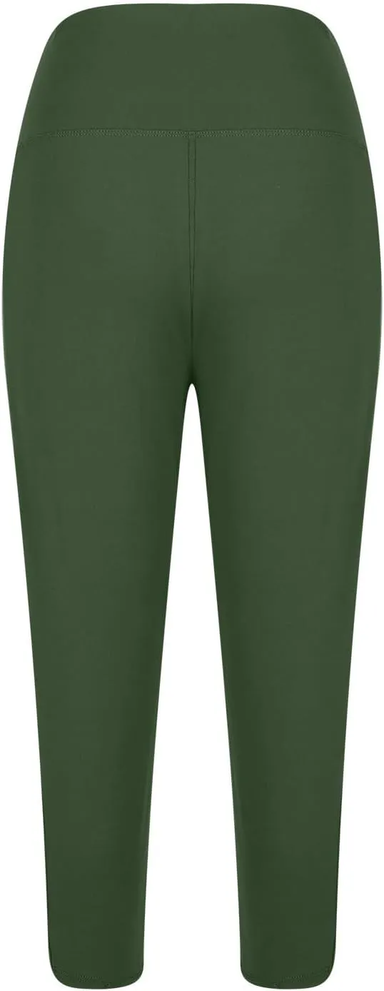 TANGNADE Women Yoga Capri Pants Plus Size Leggings Stretchy High Waist Workout Trouser Workout Pants with Pockets