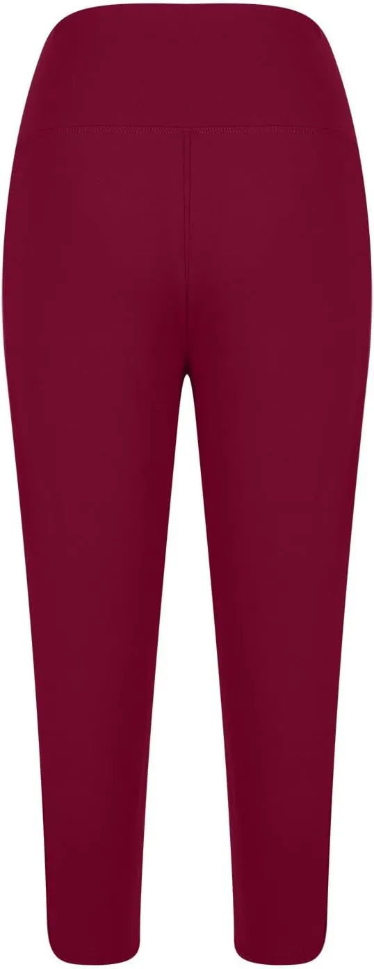 TANGNADE Women Yoga Capri Pants Plus Size Leggings Stretchy High Waist Workout Trouser Workout Pants with Pockets