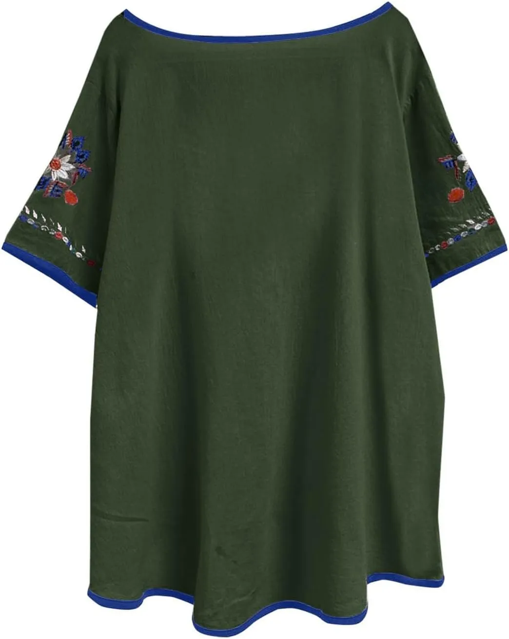 TANGNADE Womens Boho Mexican Embroidered Tops Short Sleeve Peasant Shirts Casual Loose Blouse Summer Bohemian Clothes