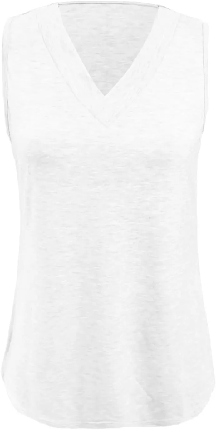 Tank Top for Women Summer V Neck T Shirts Casual Sleeveless Basic Tshirts Loose Beach Fashion Vacation Outfits