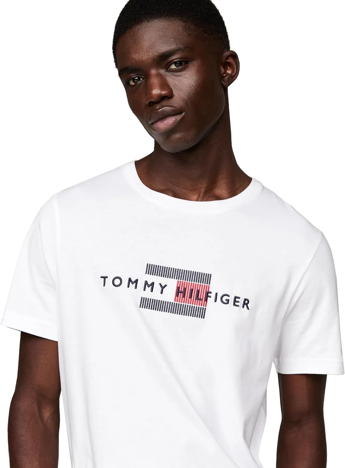 Tommy Hilfiger Men's Short Sleeve Cotton Graphic T-Shirts with Embroidered Flag Logo, Also Available in Big & Tall