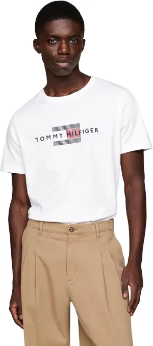 Tommy Hilfiger Men's Short Sleeve Cotton Graphic T-Shirts with Embroidered Flag Logo, Also Available in Big & Tall