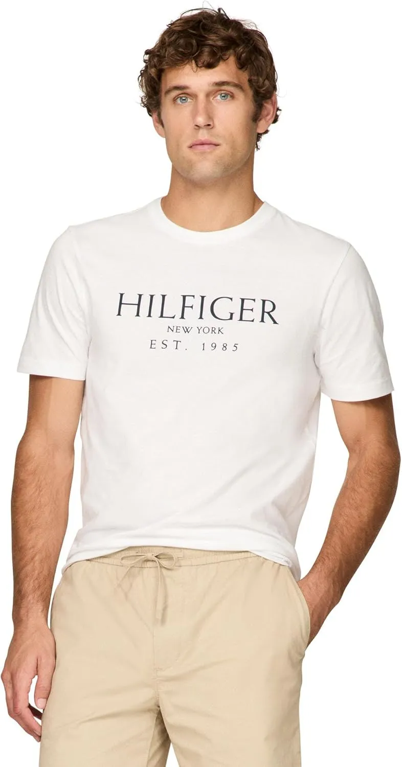 Tommy Hilfiger Men's Short Sleeve Cotton Graphic T-Shirts with Logo, Also Available in Big & Tall