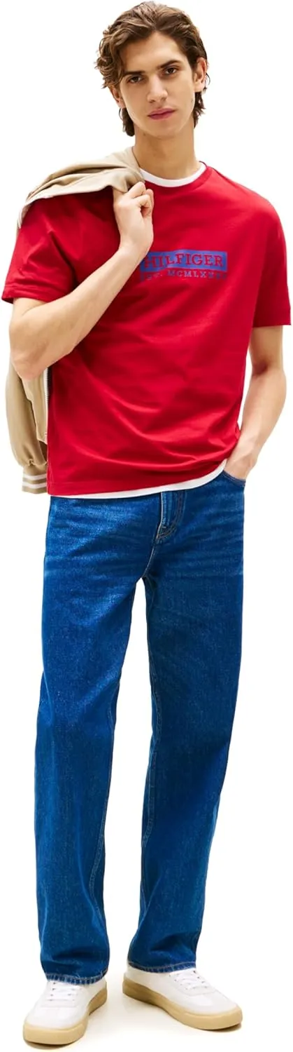 Tommy Hilfiger Men's Short Sleeve Cotton Graphic T-Shirts with Printed Logo, Also Available in Big & Tall