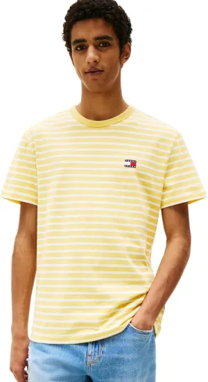 Tommy Jeans Men's Short Sleeve Cotton Graphic T-Shirts with Stripe Design