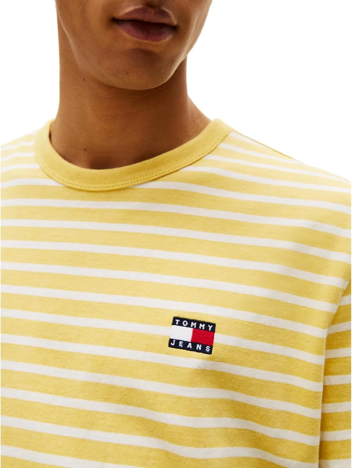 Tommy Jeans Men's Short Sleeve Cotton Graphic T-Shirts with Stripe Design