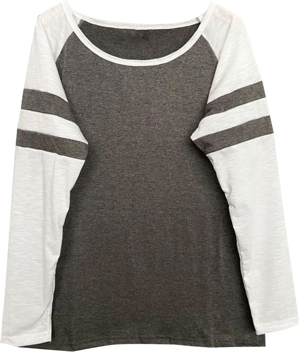 Tops Striped Long Sleeve Shirts for Women Color Block Baseball T-Shirt Crewneck Tops Casual Loose Tees
