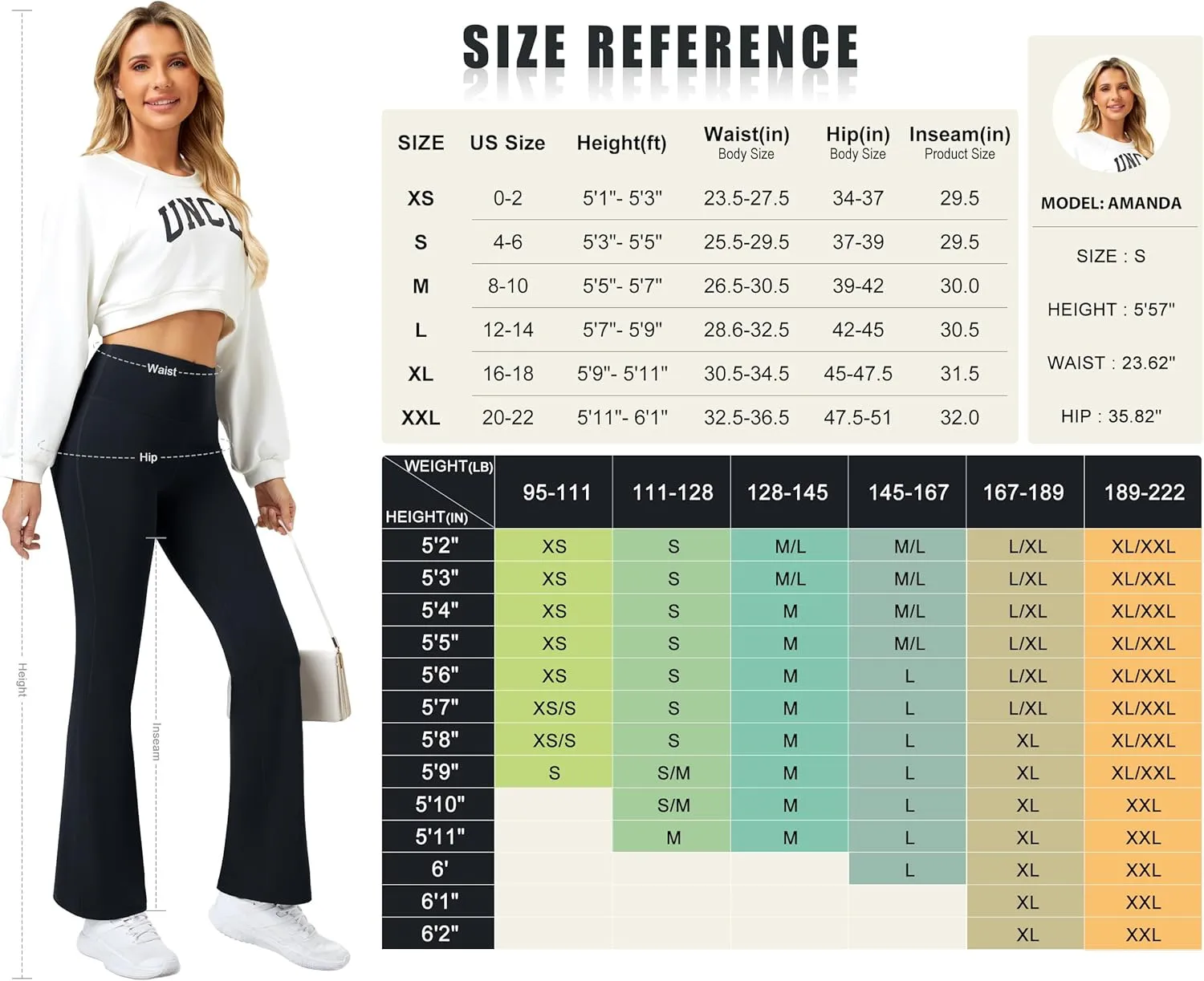 TOPYOGAS Womens Bootcut Yoga Pants High Waist Tummy Control Flare Leggings Wide Leg Sweatpants Yoga Pants