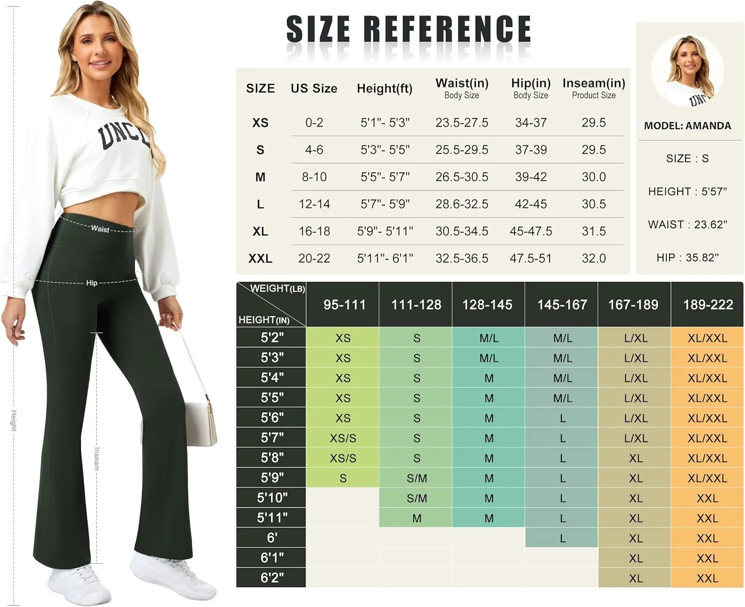 TOPYOGAS Womens Bootcut Yoga Pants High Waist Tummy Control Flare Leggings Wide Leg Sweatpants Yoga Pants