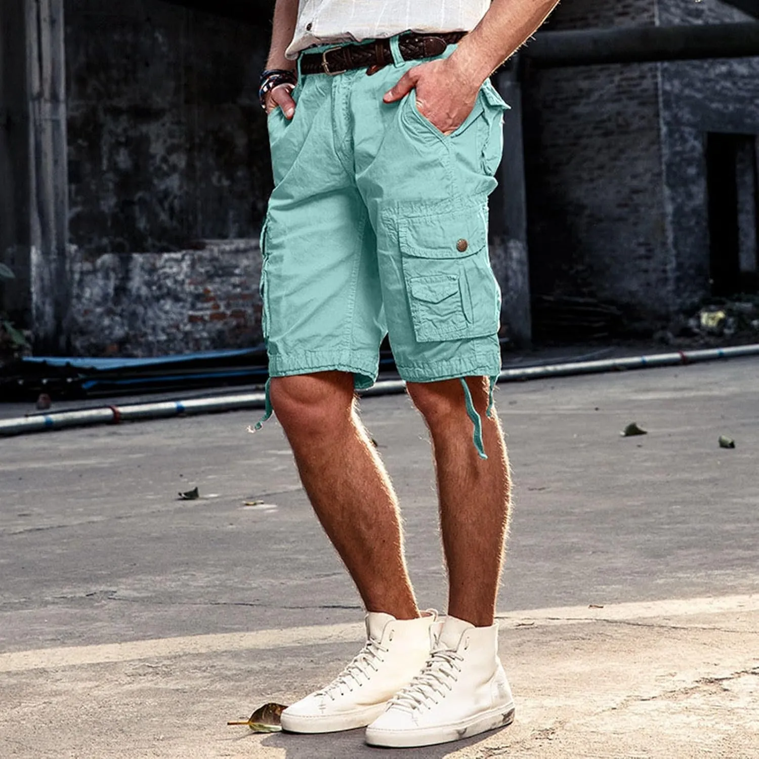 TUQIDEWU Mens Cargo Shorts, Tactical Shorts for Men Waterproof Breathable Hiking Fishing Short Pants with Pockets,not Belt