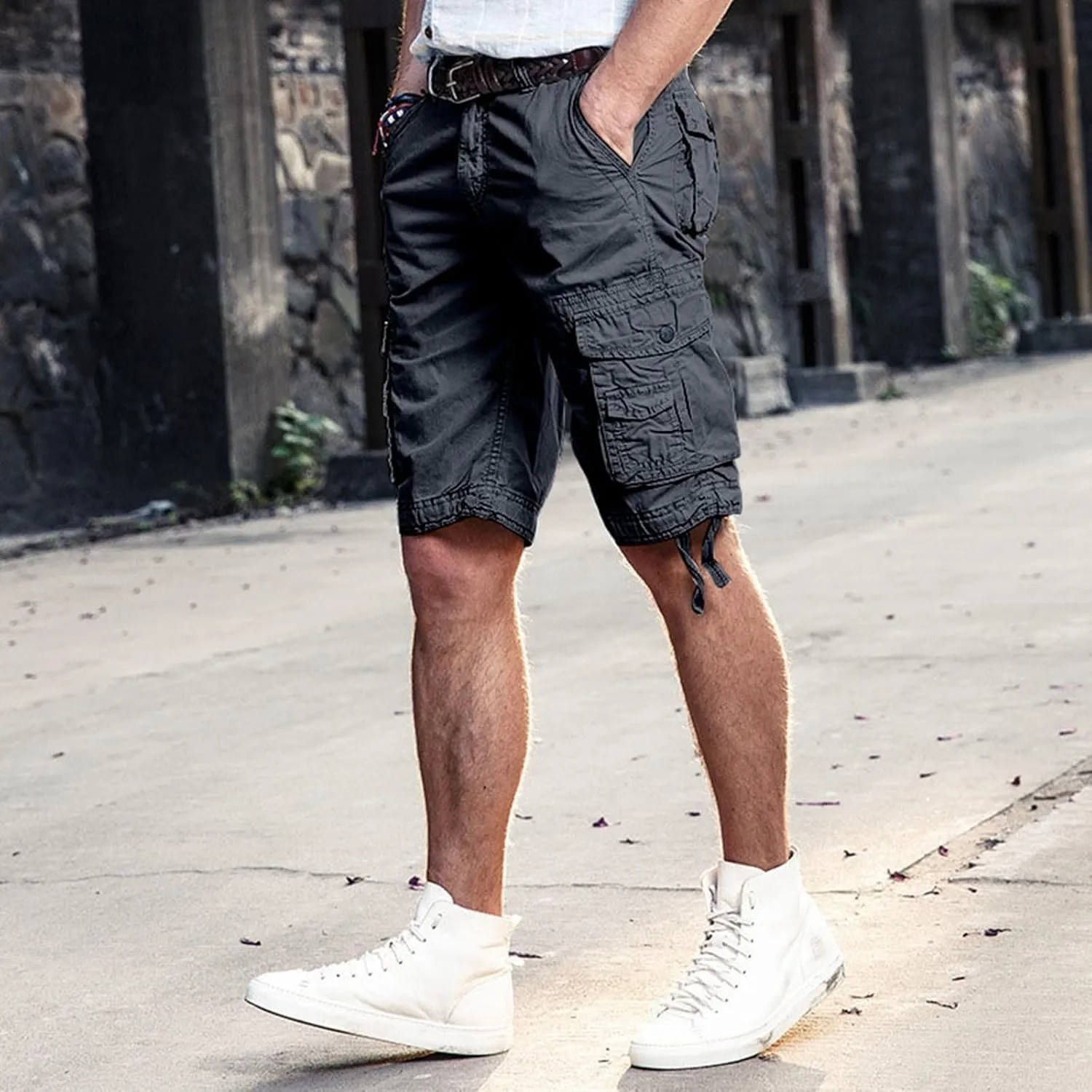 TUQIDEWU Mens Cargo Shorts, Tactical Shorts for Men Waterproof Breathable Hiking Fishing Short Pants with Pockets,not Belt