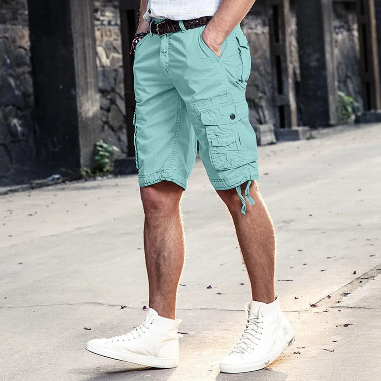 TUQIDEWU Mens Cargo Shorts, Tactical Shorts for Men Waterproof Breathable Hiking Fishing Short Pants with Pockets,not Belt