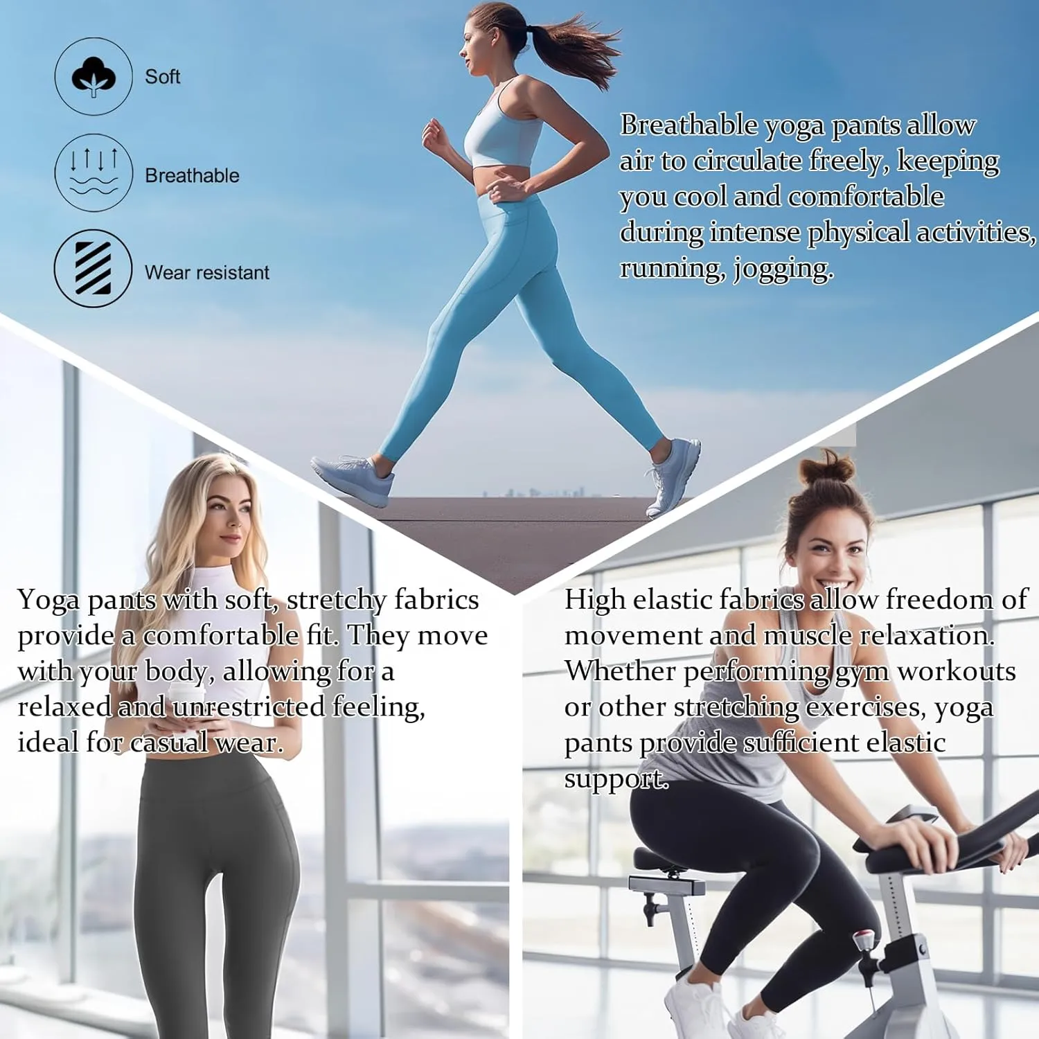 UNACOO Yoga Pants for Women High Waisted Tummy Control Yoga Pants with Pockets Elasticity Yoga Legging