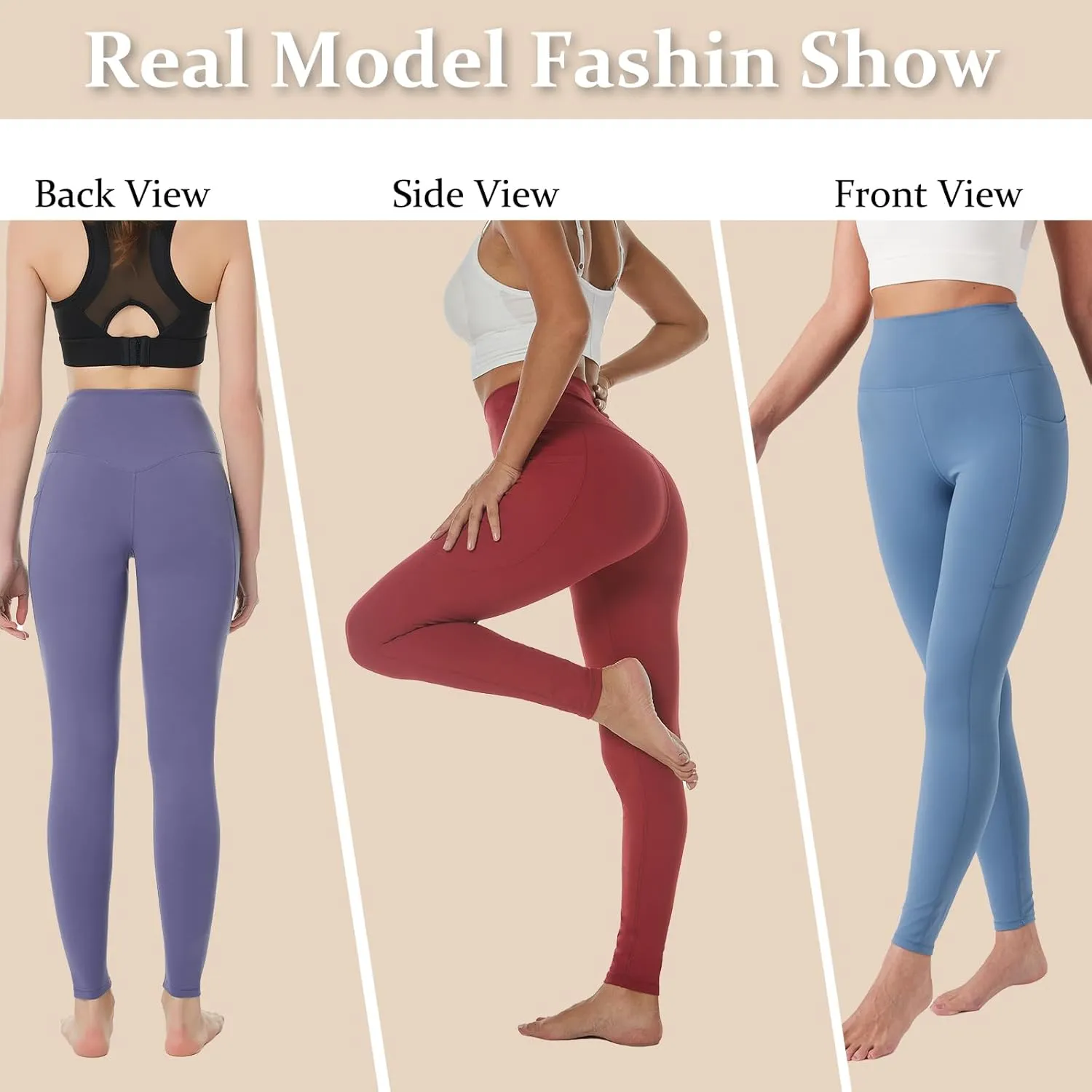 UNACOO Yoga Pants for Women High Waisted Tummy Control Yoga Pants with Pockets Elasticity Yoga Legging