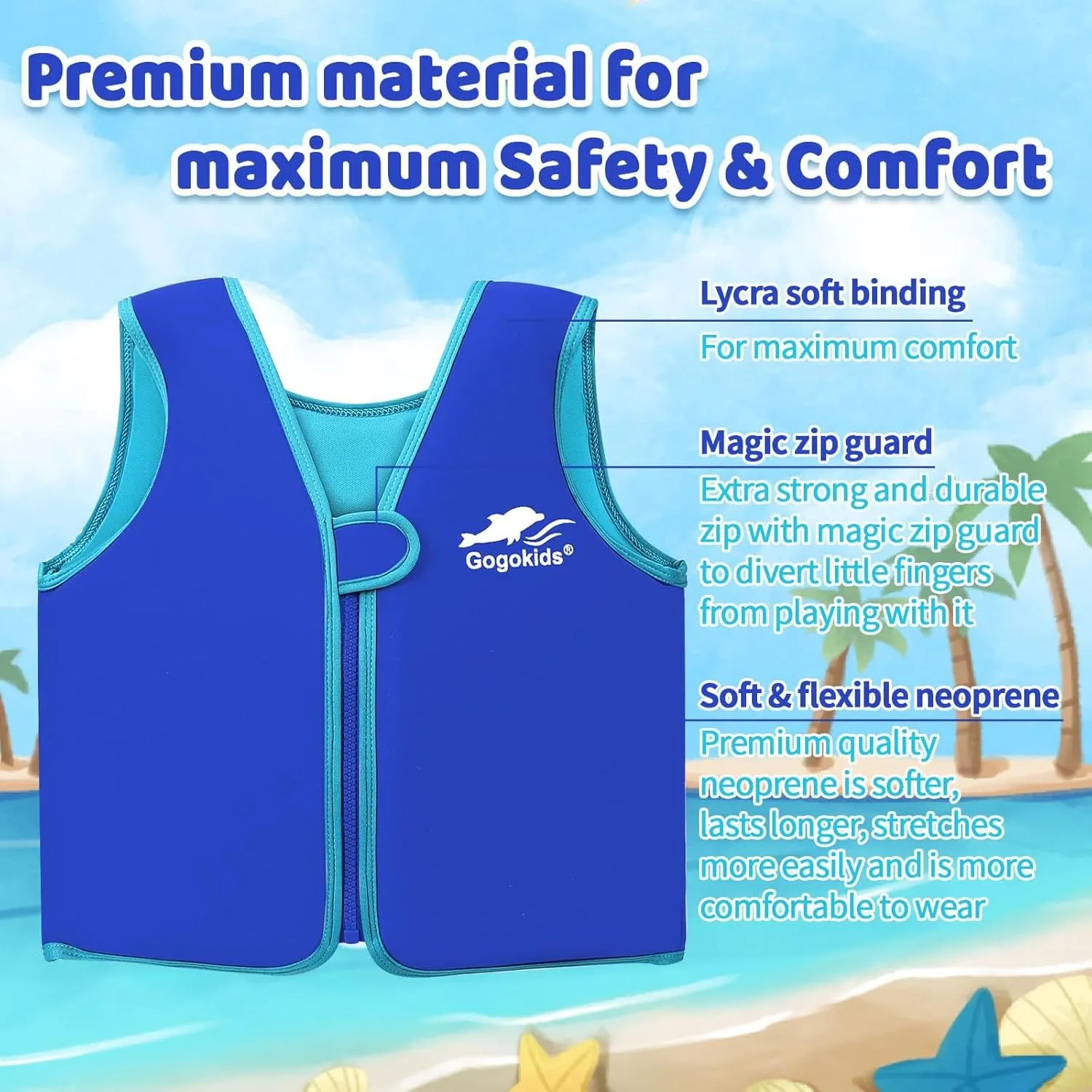 Vine Kids Swim Vest Toddler Learn to Swim Floatation Jackets Training Vest for Boys Girls