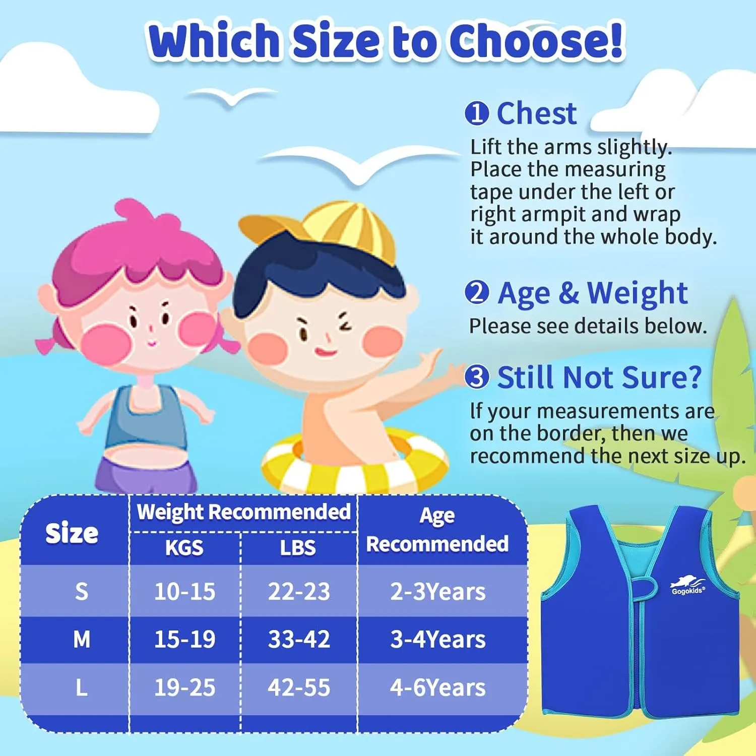 Vine Kids Swim Vest Toddler Learn to Swim Floatation Jackets Training Vest for Boys Girls