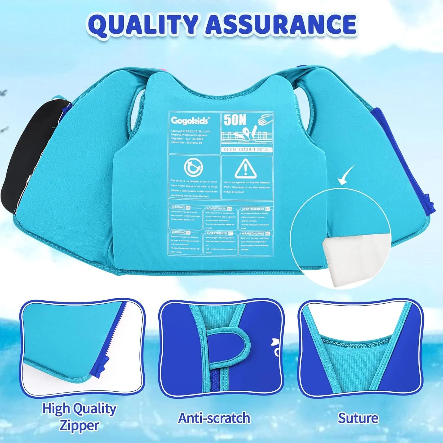 Vine Kids Swim Vest Toddler Learn to Swim Floatation Jackets Training Vest for Boys Girls