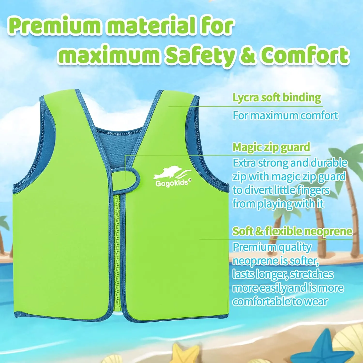 Vine Kids Swim Vest Toddler Learn to Swim Floatation Jackets Training Vest for Boys Girls