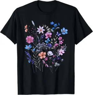 Vintage Flowers Women Wildflower Graphic Floral Gardening T-Shirt