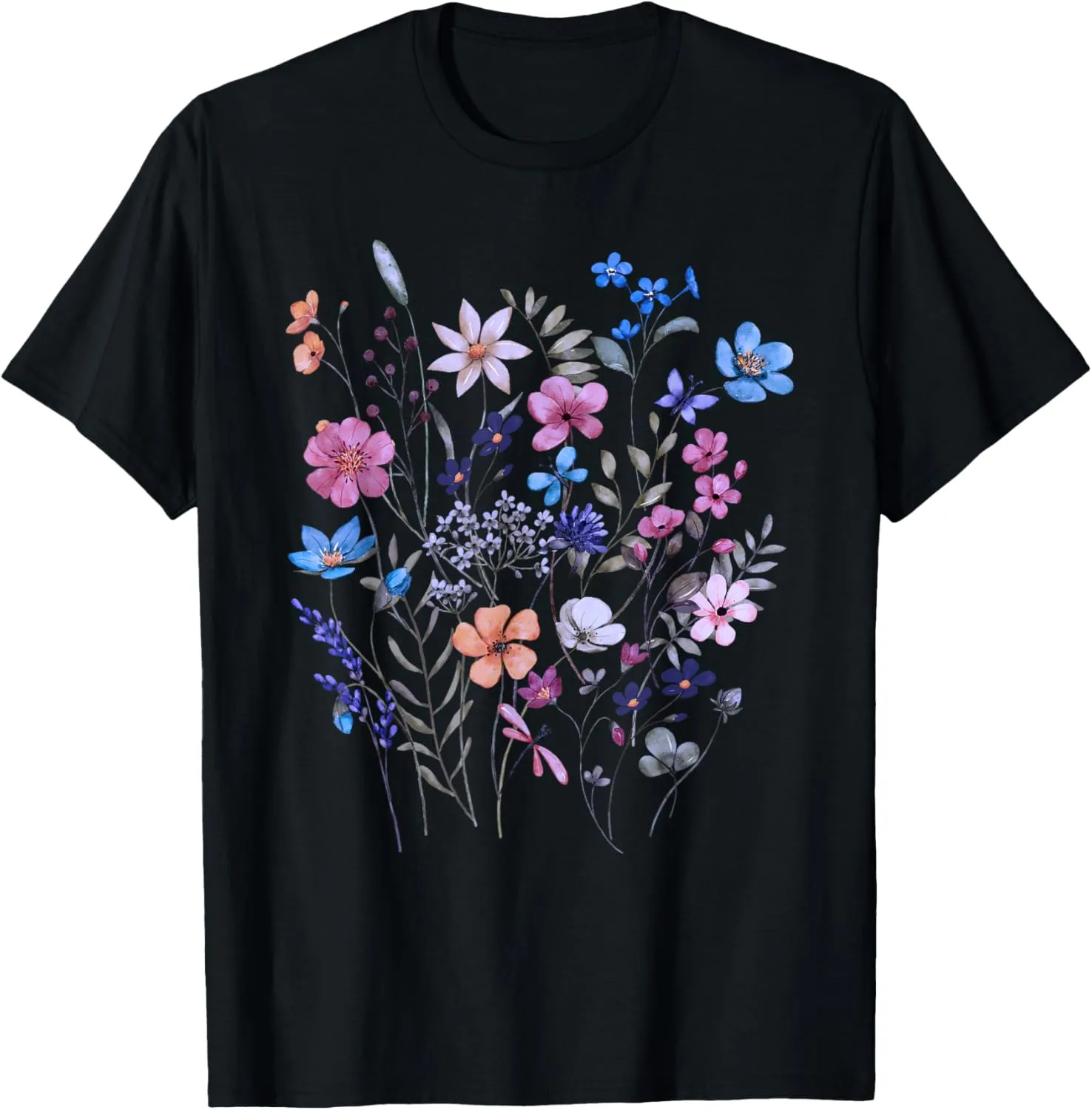 Vintage Flowers Women Wildflower Graphic Floral Gardening T-Shirt