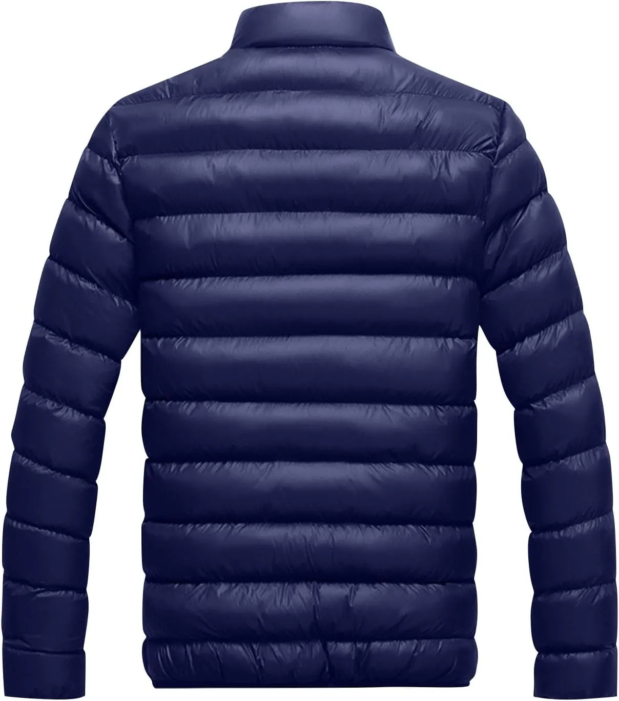 WENKOMG1 Mens Puffer Jacket Long Sleeve Lightweight Packable Outdoor Down Jacket Winter Fall Turtleneck Outerwear Coat