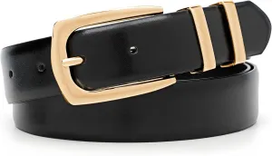 WHIPPY Women's Leather Belts for Jeans Pants Fashion Ladies Belt Gold Buckle Belts for Women