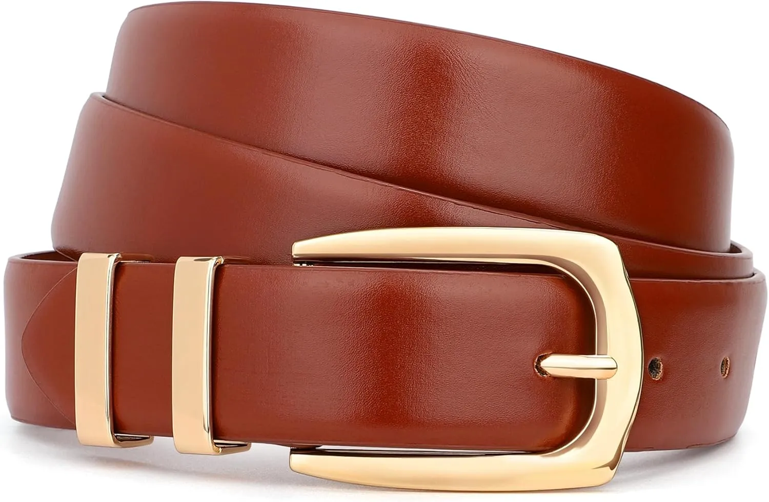 WHIPPY Women's Leather Belts for Jeans Pants Fashion Ladies Belt Gold Buckle Belts for Women