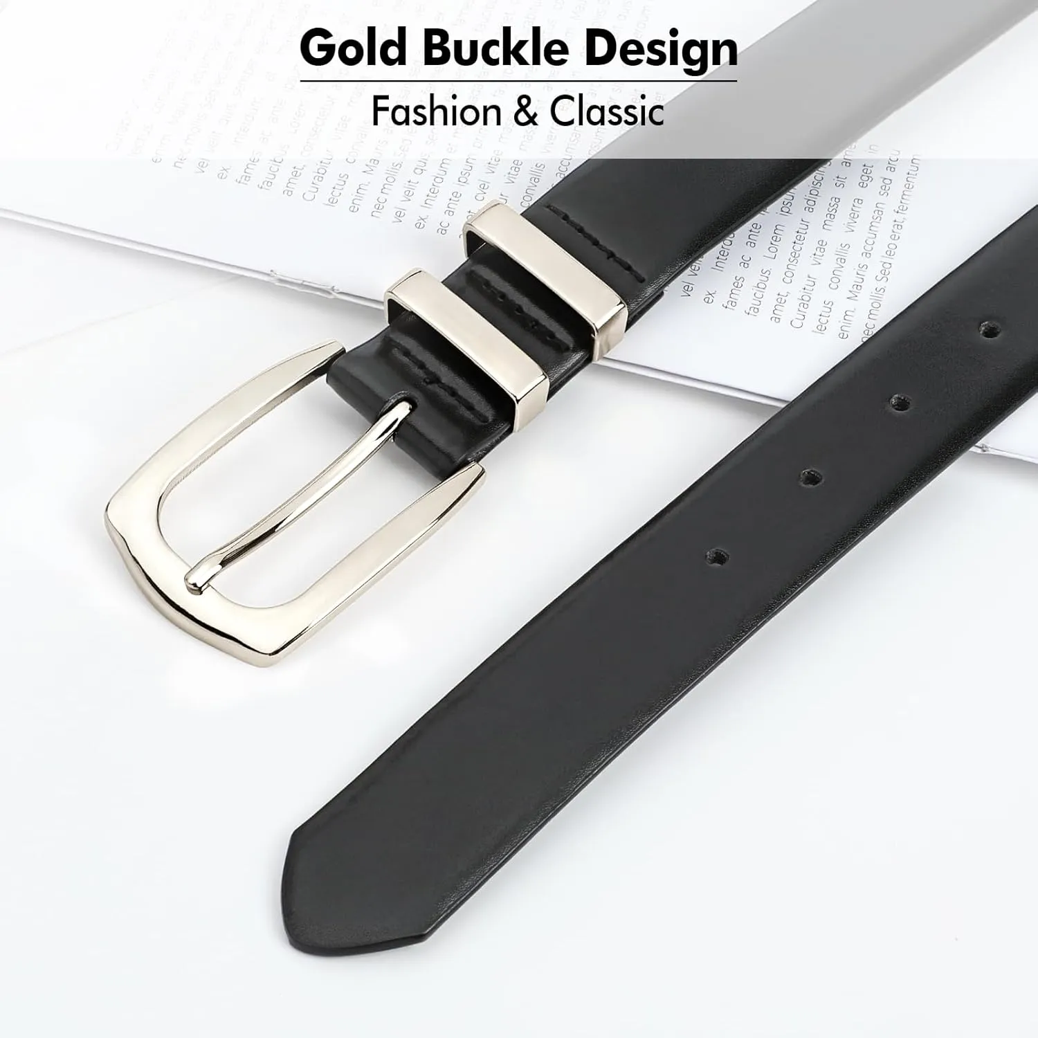 WHIPPY Women's Leather Belts for Jeans Pants Fashion Ladies Belt Gold Buckle Belts for Women