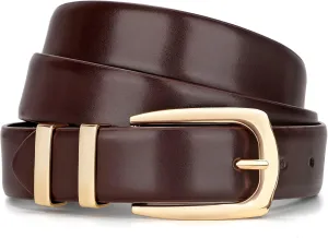 WHIPPY Women's Leather Belts for Jeans Pants Fashion Ladies Belt Gold Buckle Belts for Women