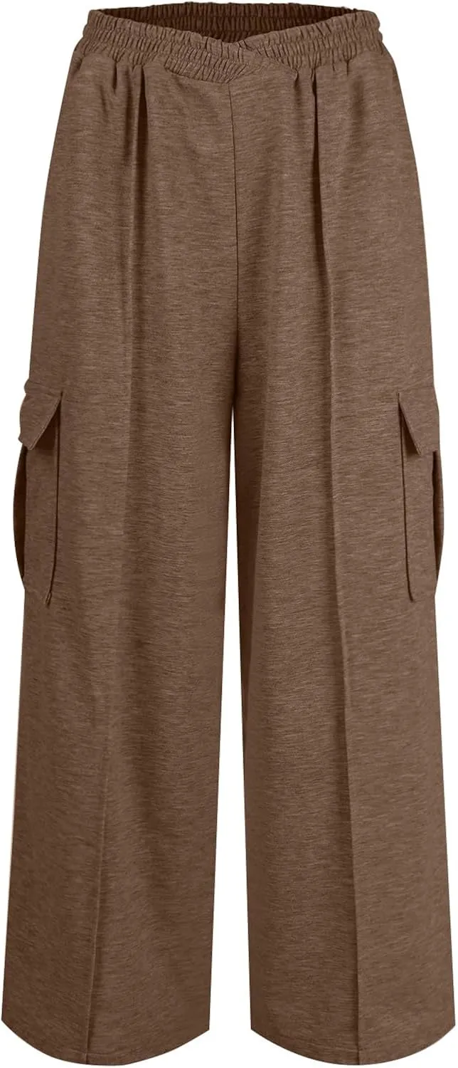 Wide Leg Sweatpants for Women Premium Dressy Soft Comfy Baggy Sweatpants V Crossover Athleisure Loose Sweatpants