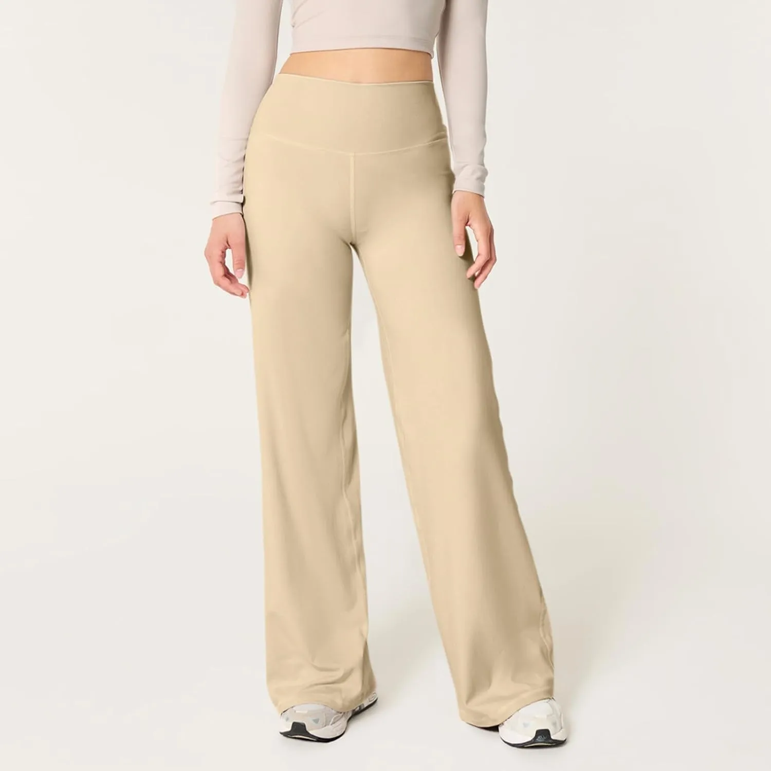 Wide Leg Yoga Pants Women Stretch High Waisted Petite Yoga Pants Casual Trouser Style Yoga Pants Loose Straight Leg