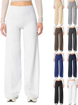 Wide Leg Yoga Pants Women Stretch High Waisted Petite Yoga Pants Casual Trouser Style Yoga Pants Loose Straight Leg