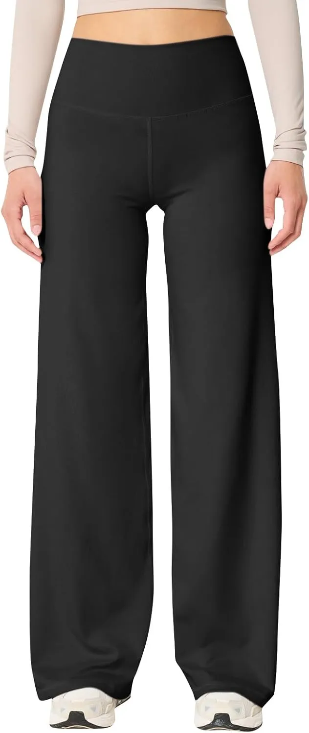 Wide Leg Yoga Pants Women Stretch High Waisted Petite Yoga Pants Casual Trouser Style Yoga Pants Loose Straight Leg