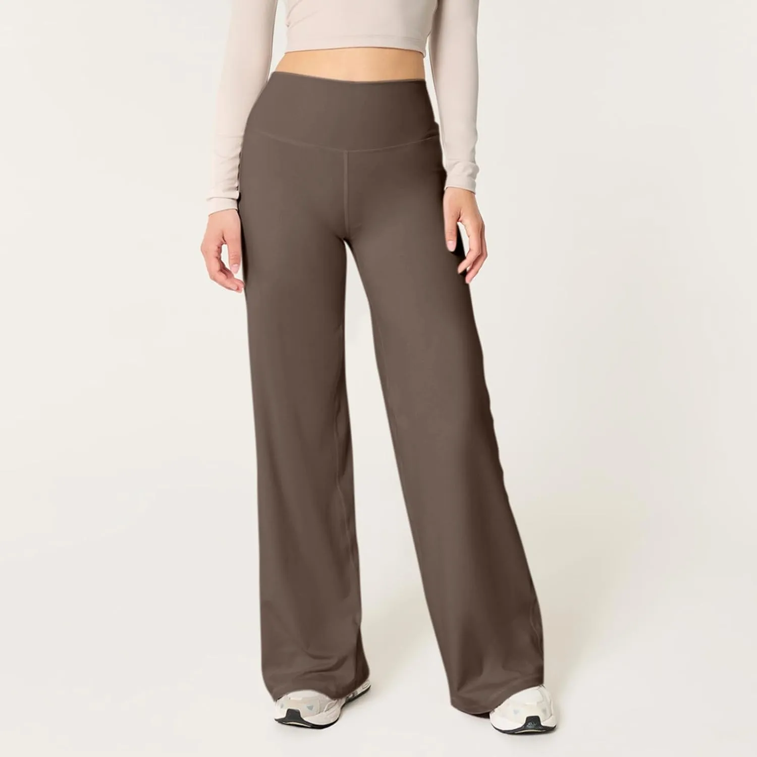 Wide Leg Yoga Pants Women Stretch High Waisted Petite Yoga Pants Casual Trouser Style Yoga Pants Loose Straight Leg