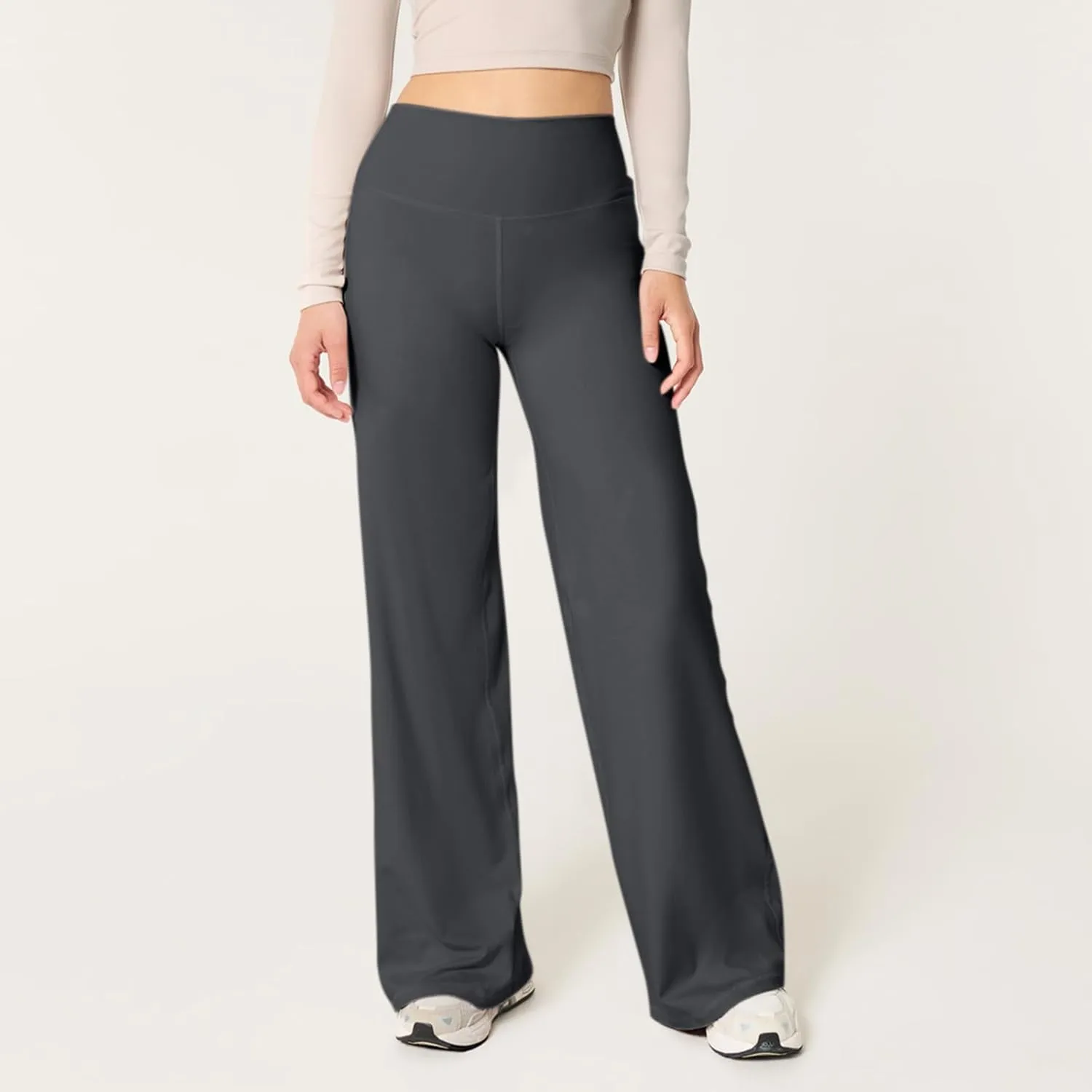 Wide Leg Yoga Pants Women Stretch High Waisted Petite Yoga Pants Casual Trouser Style Yoga Pants Loose Straight Leg