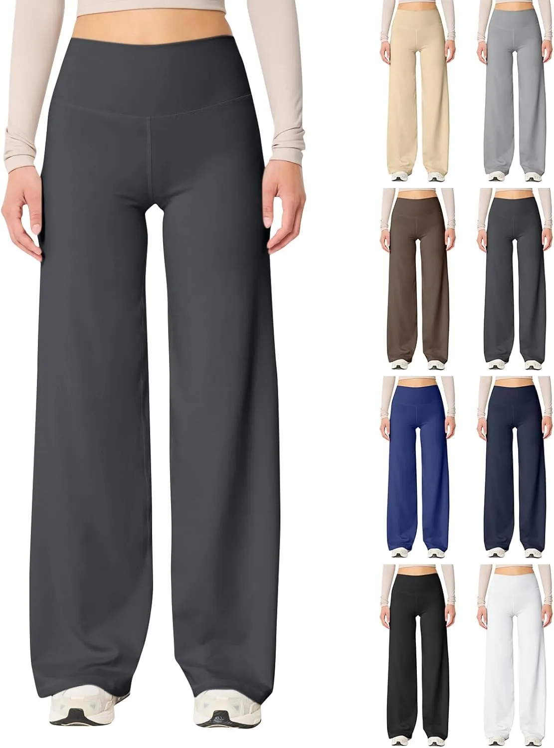 Wide Leg Yoga Pants Women Stretch High Waisted Petite Yoga Pants Casual Trouser Style Yoga Pants Loose Straight Leg