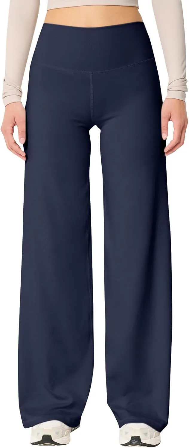 Wide Leg Yoga Pants Women Stretch High Waisted Petite Yoga Pants Casual Trouser Style Yoga Pants Loose Straight Leg