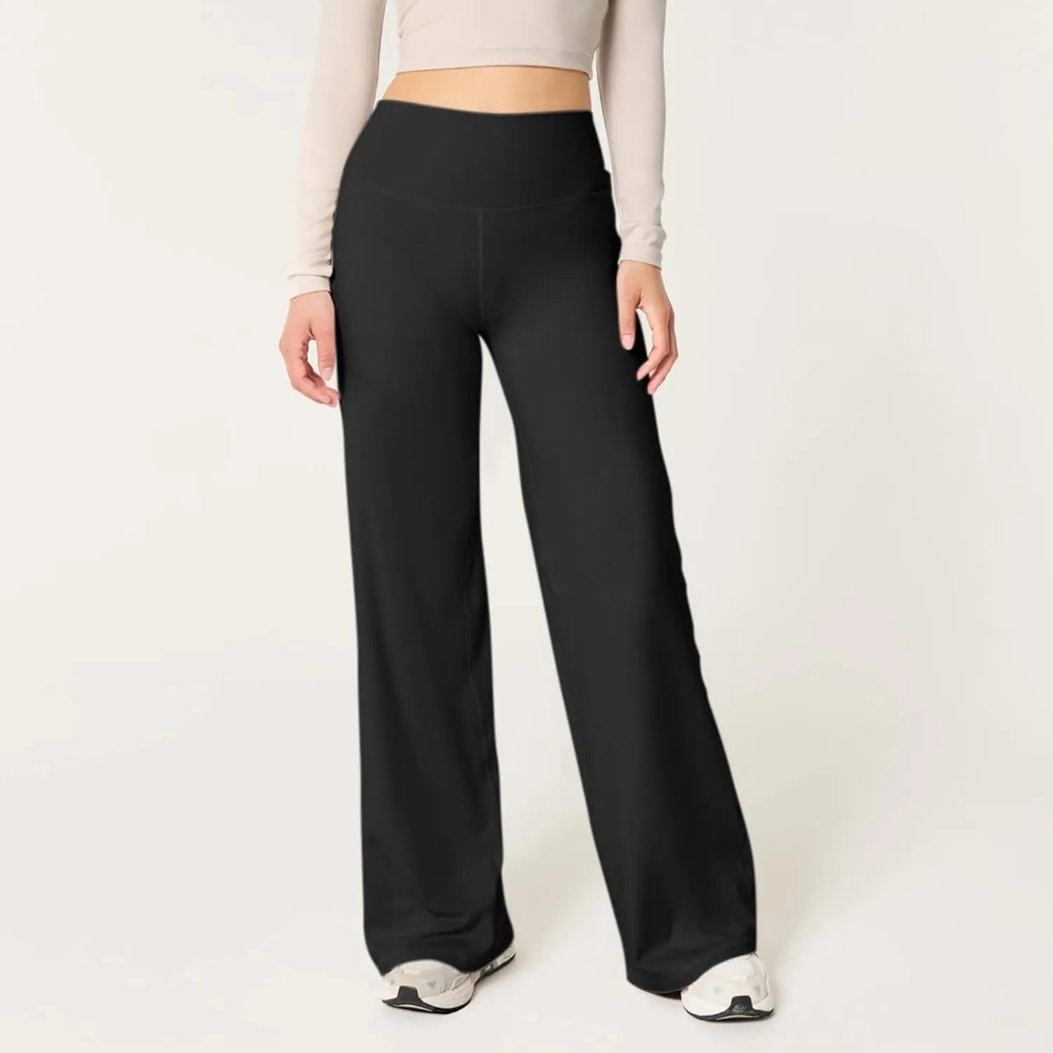 Wide Leg Yoga Pants Women Stretch High Waisted Petite Yoga Pants Casual Trouser Style Yoga Pants Loose Straight Leg