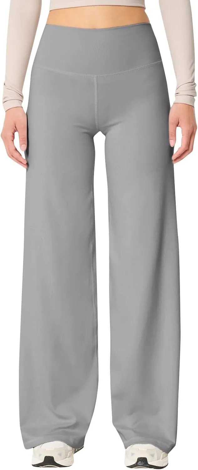 Wide Leg Yoga Pants Women Stretch High Waisted Petite Yoga Pants Casual Trouser Style Yoga Pants Loose Straight Leg