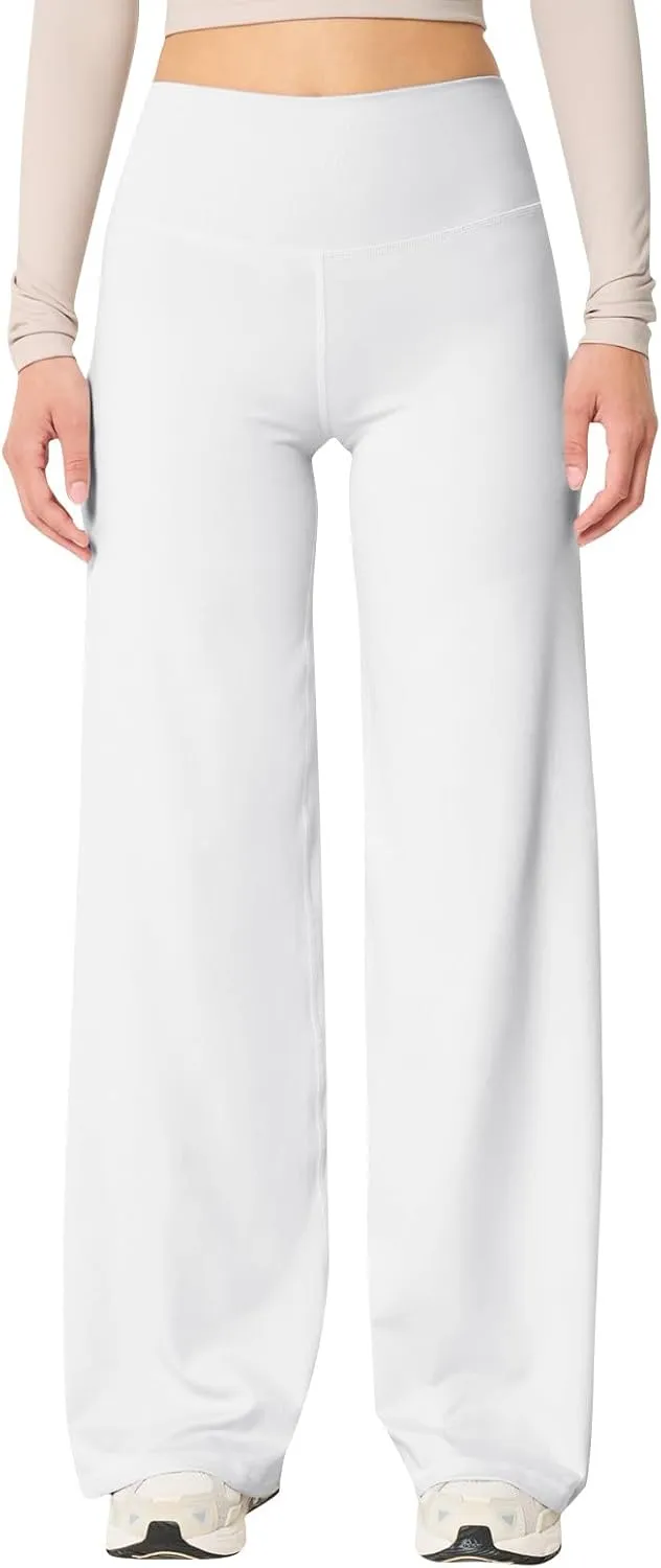 Wide Leg Yoga Pants Women Stretch High Waisted Petite Yoga Pants Casual Trouser Style Yoga Pants Loose Straight Leg