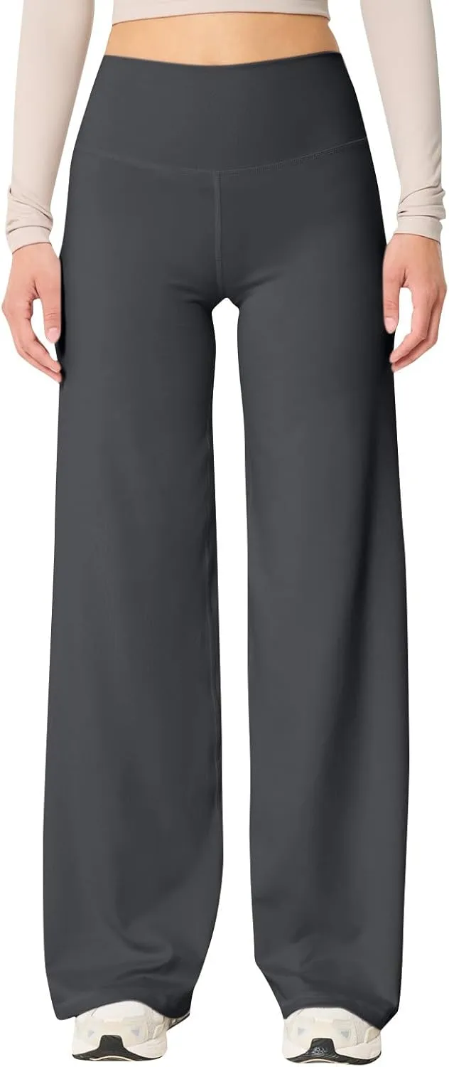 Wide Leg Yoga Pants Women Stretch High Waisted Petite Yoga Pants Casual Trouser Style Yoga Pants Loose Straight Leg