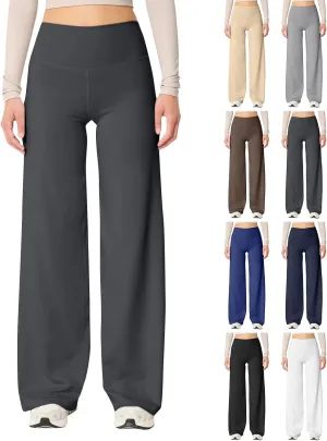 Wide Leg Yoga Pants Women Stretch High Waisted Petite Yoga Pants Casual Trouser Style Yoga Pants Loose Straight Leg