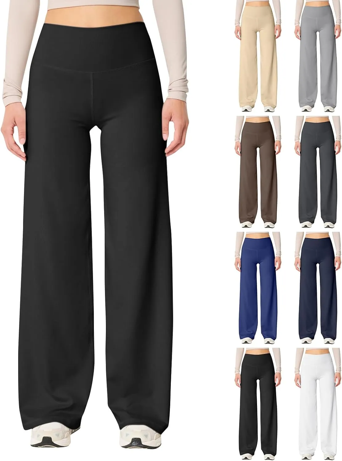 Wide Leg Yoga Pants Women Stretch High Waisted Petite Yoga Pants Casual Trouser Style Yoga Pants Loose Straight Leg
