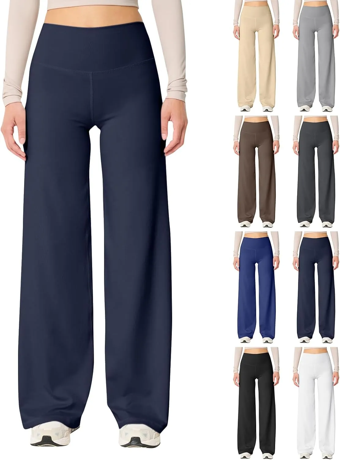 Wide Leg Yoga Pants Women Stretch High Waisted Petite Yoga Pants Casual Trouser Style Yoga Pants Loose Straight Leg