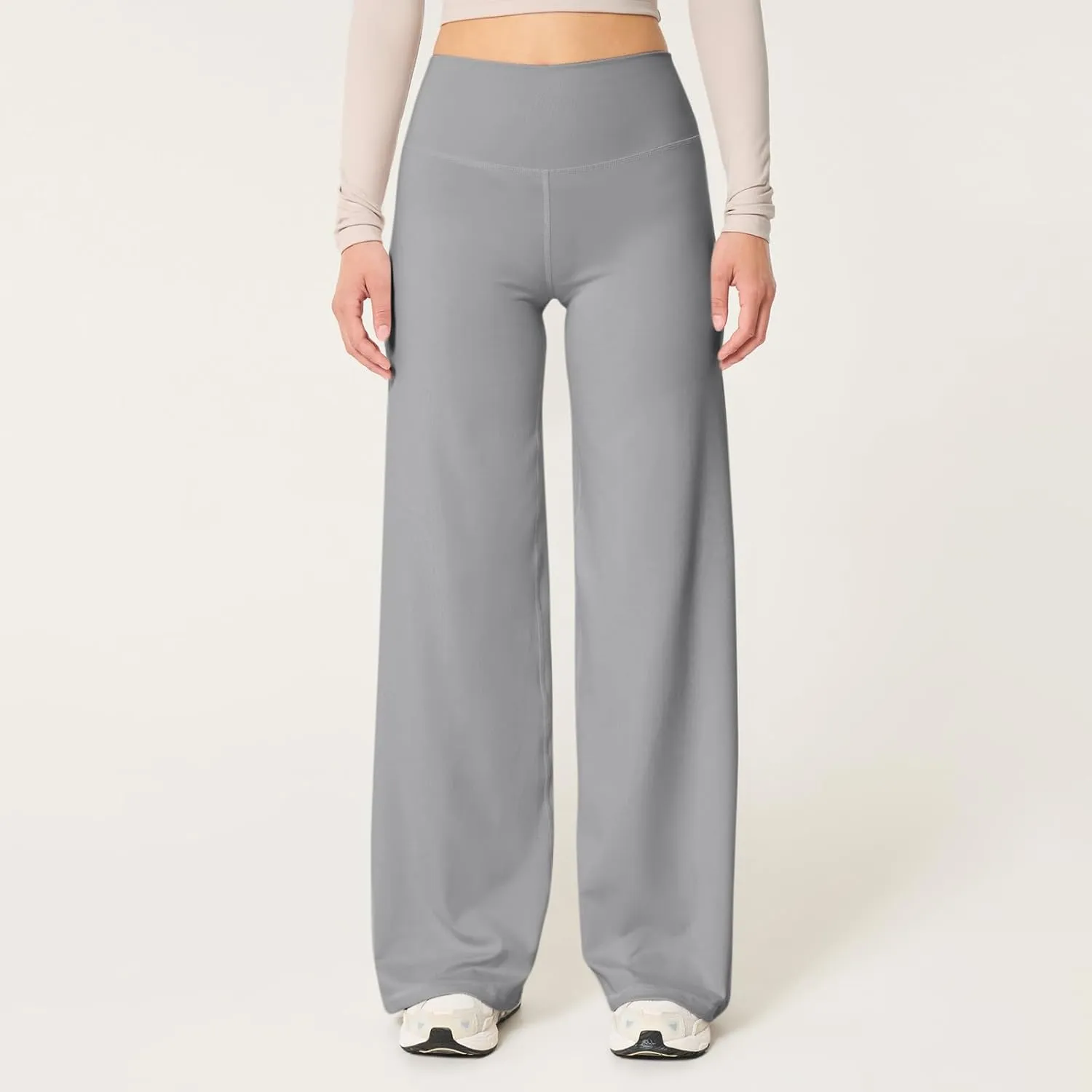 Wide Leg Yoga Pants Women Stretch High Waisted Petite Yoga Pants Casual Trouser Style Yoga Pants Loose Straight Leg