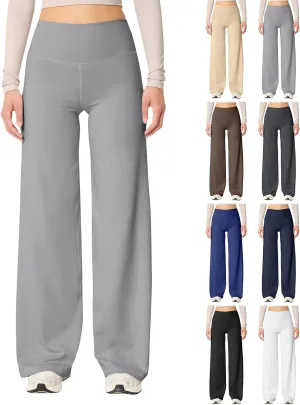 Wide Leg Yoga Pants Women Stretch High Waisted Petite Yoga Pants Casual Trouser Style Yoga Pants Loose Straight Leg