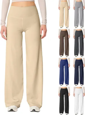 Wide Leg Yoga Pants Women Stretch High Waisted Petite Yoga Pants Casual Trouser Style Yoga Pants Loose Straight Leg